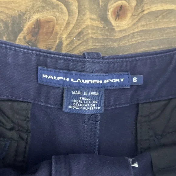 Ralph Lauren Sport Shorts Womens Size 6 Navy Blue Embroidered Pony Chino Summer - Picture 11 of 12